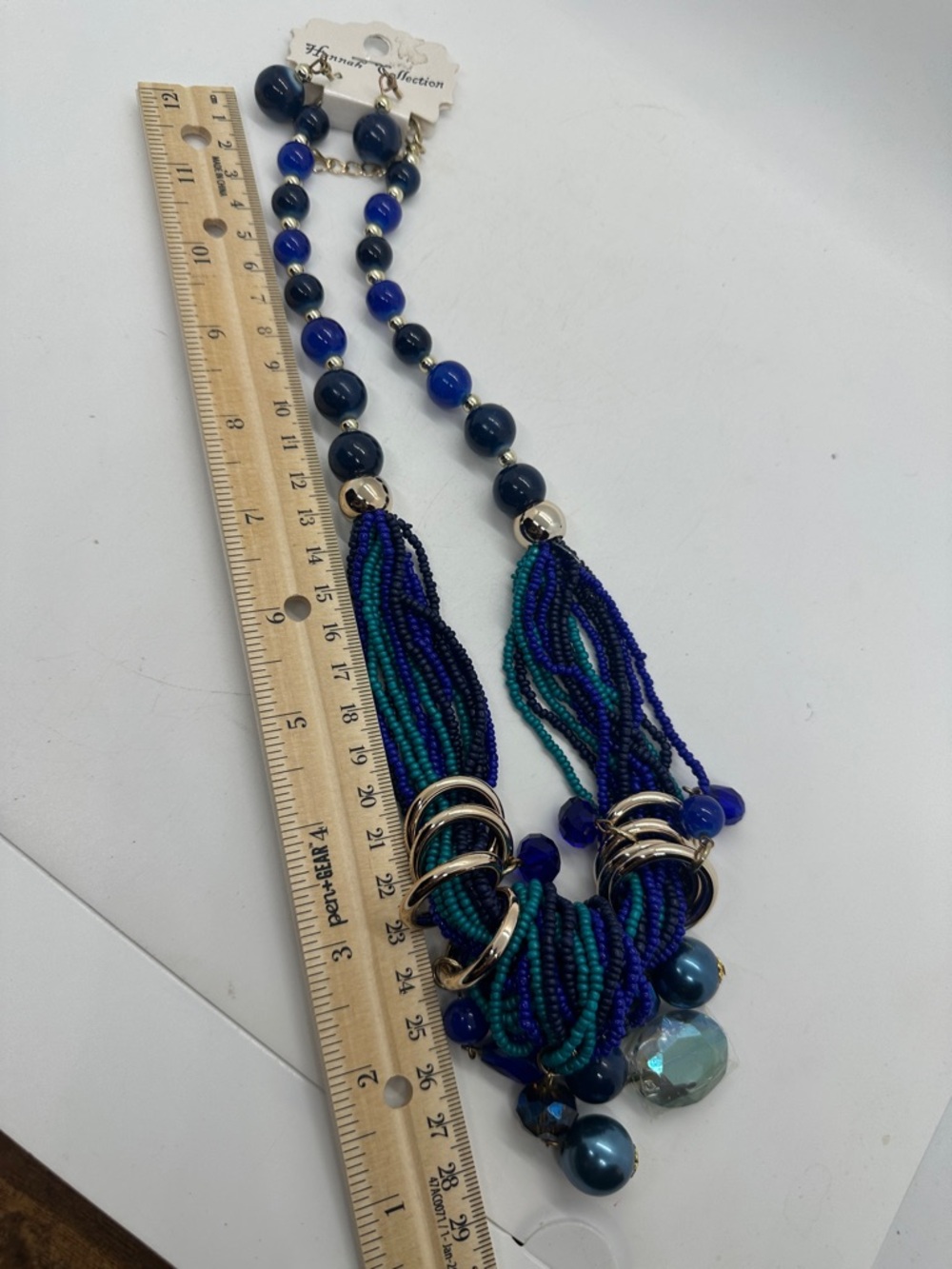 Blue & Teal Multi-Strand Beaded Necklace - Picture 2 of 4